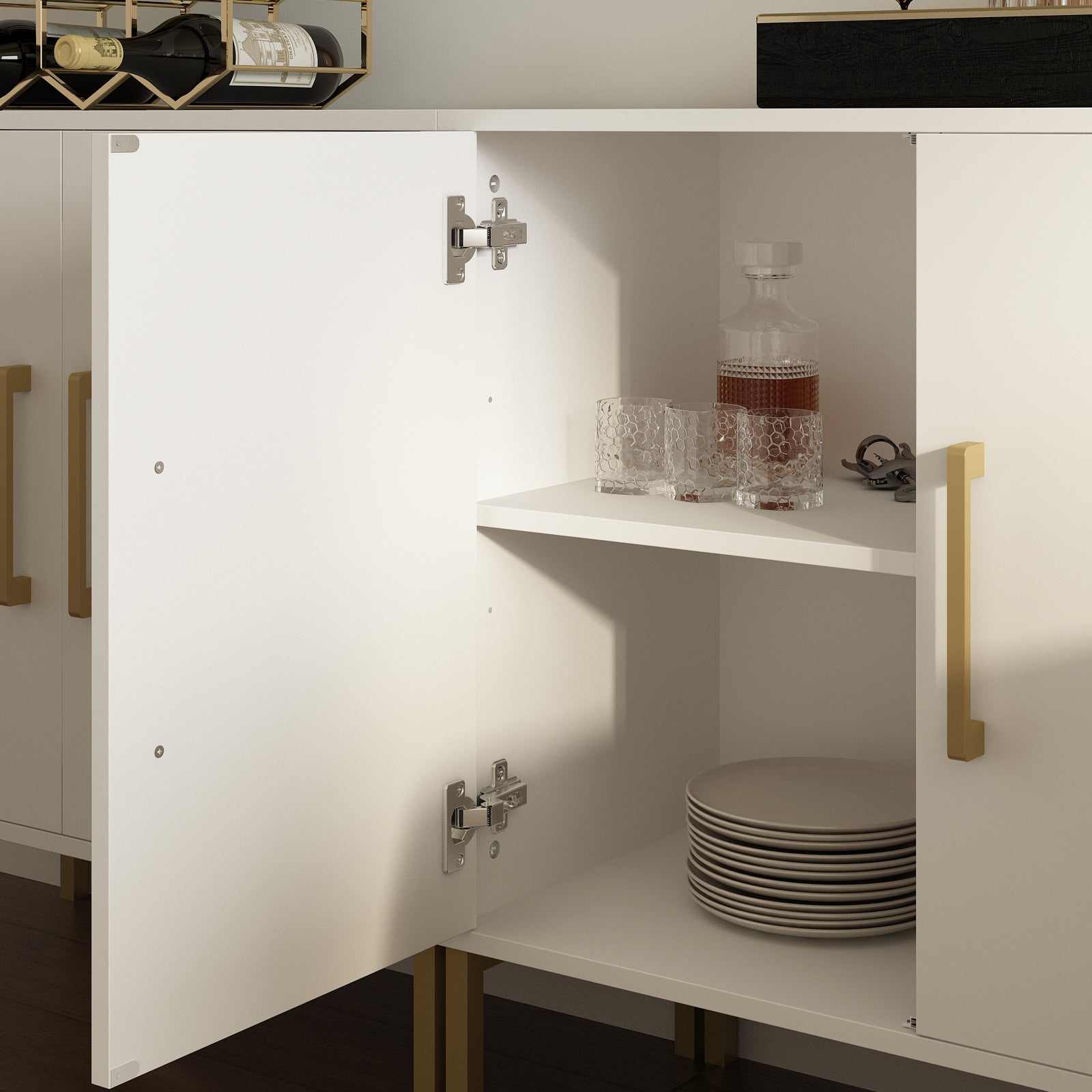 Ansel Modern Minimalist Matte White Sideboard/TV Stand - Riumlore