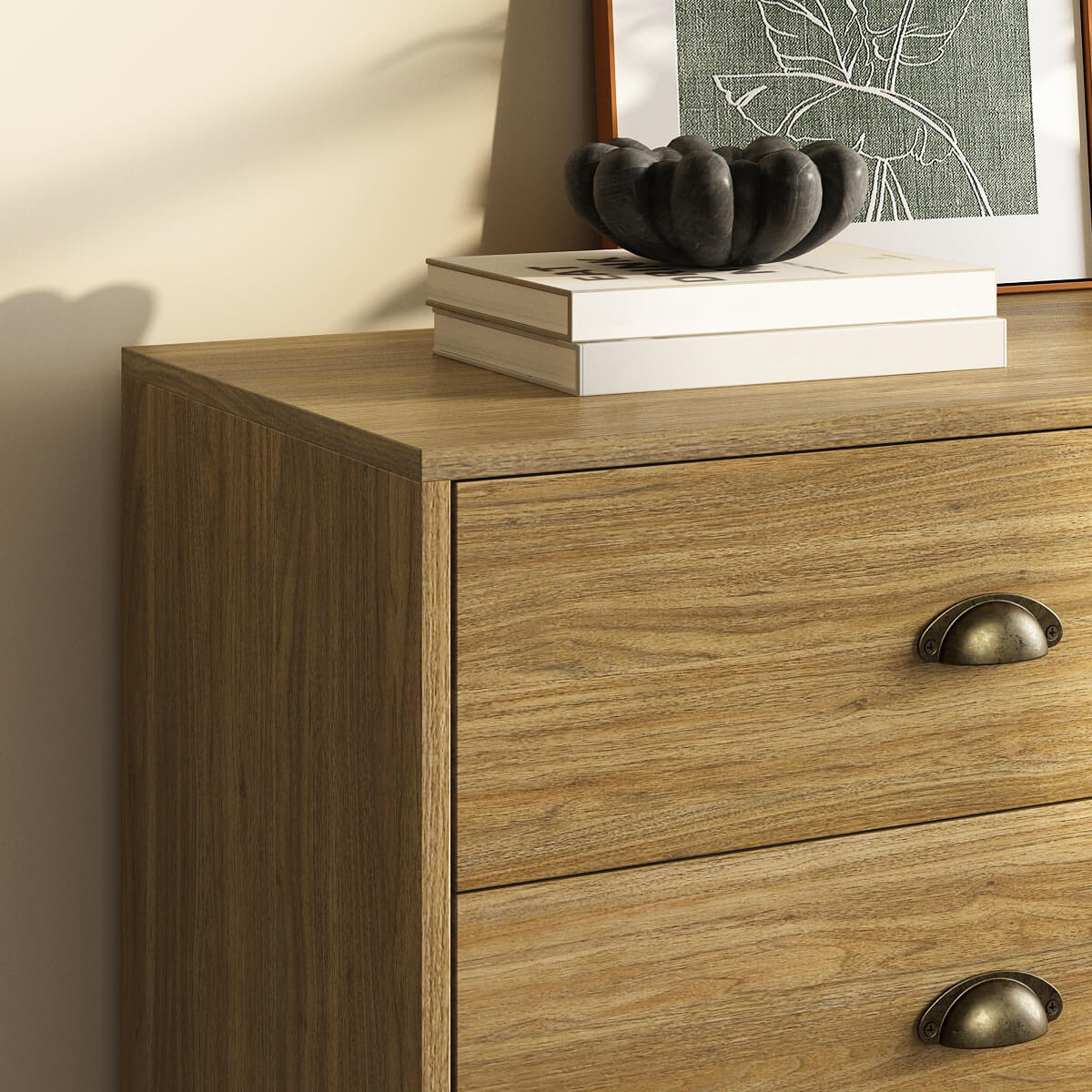 Mid-Century Modern Oak 6-Drawer Dresser - Riumlore