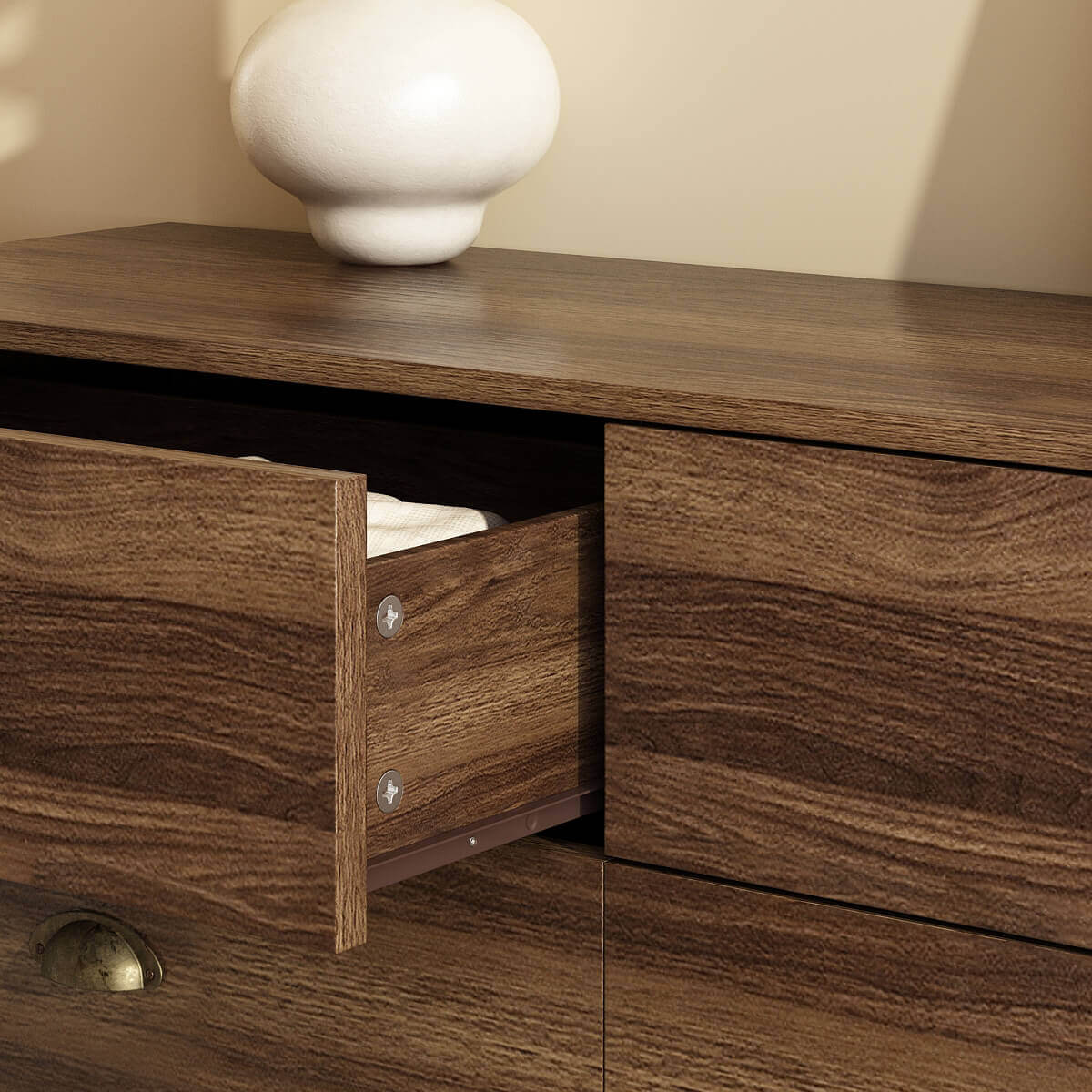 Mid-Century Modern Walnut 6-Drawer Dresser - Riumlore
