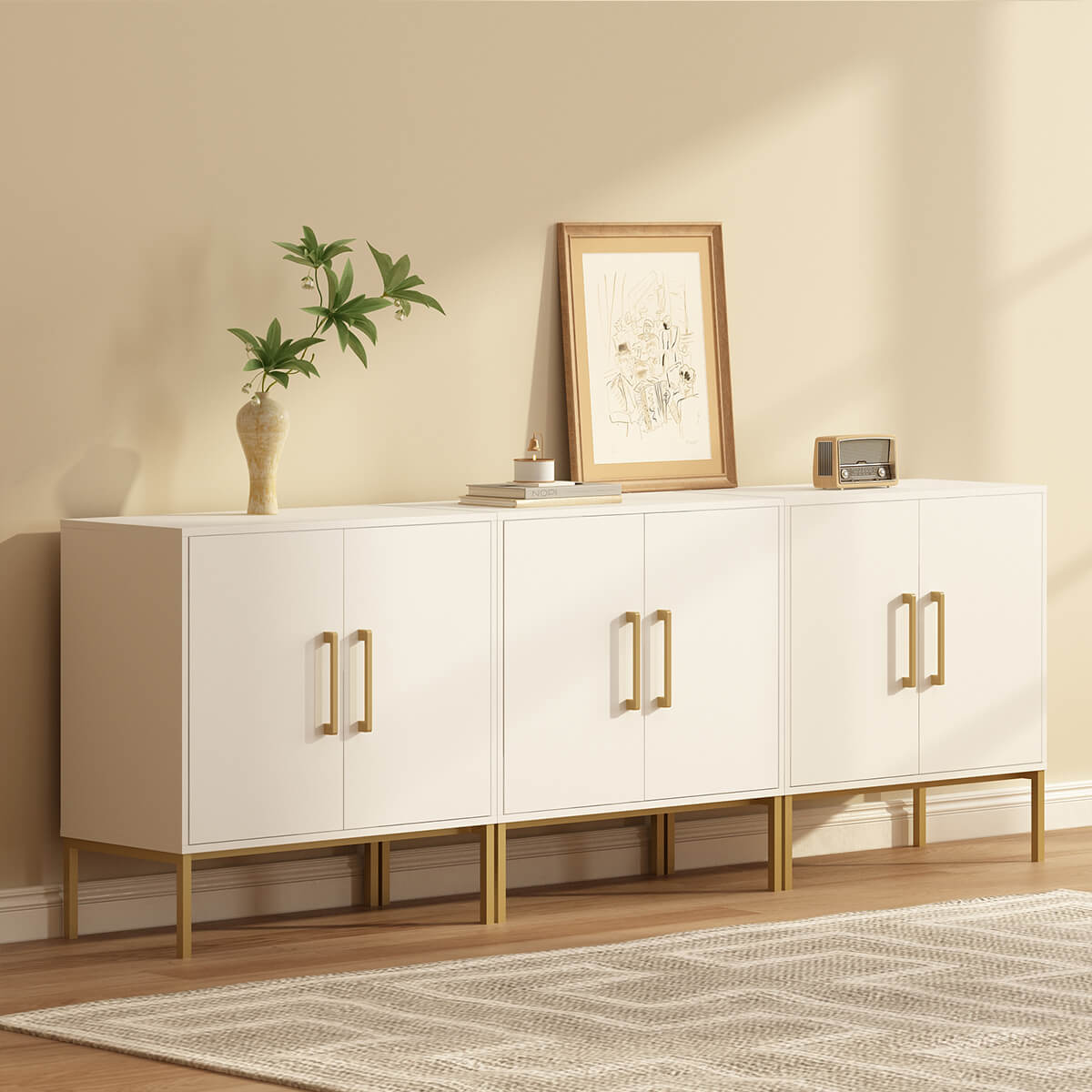 Ansel Modern Minimalist Matte White Sideboard - Riumlore
