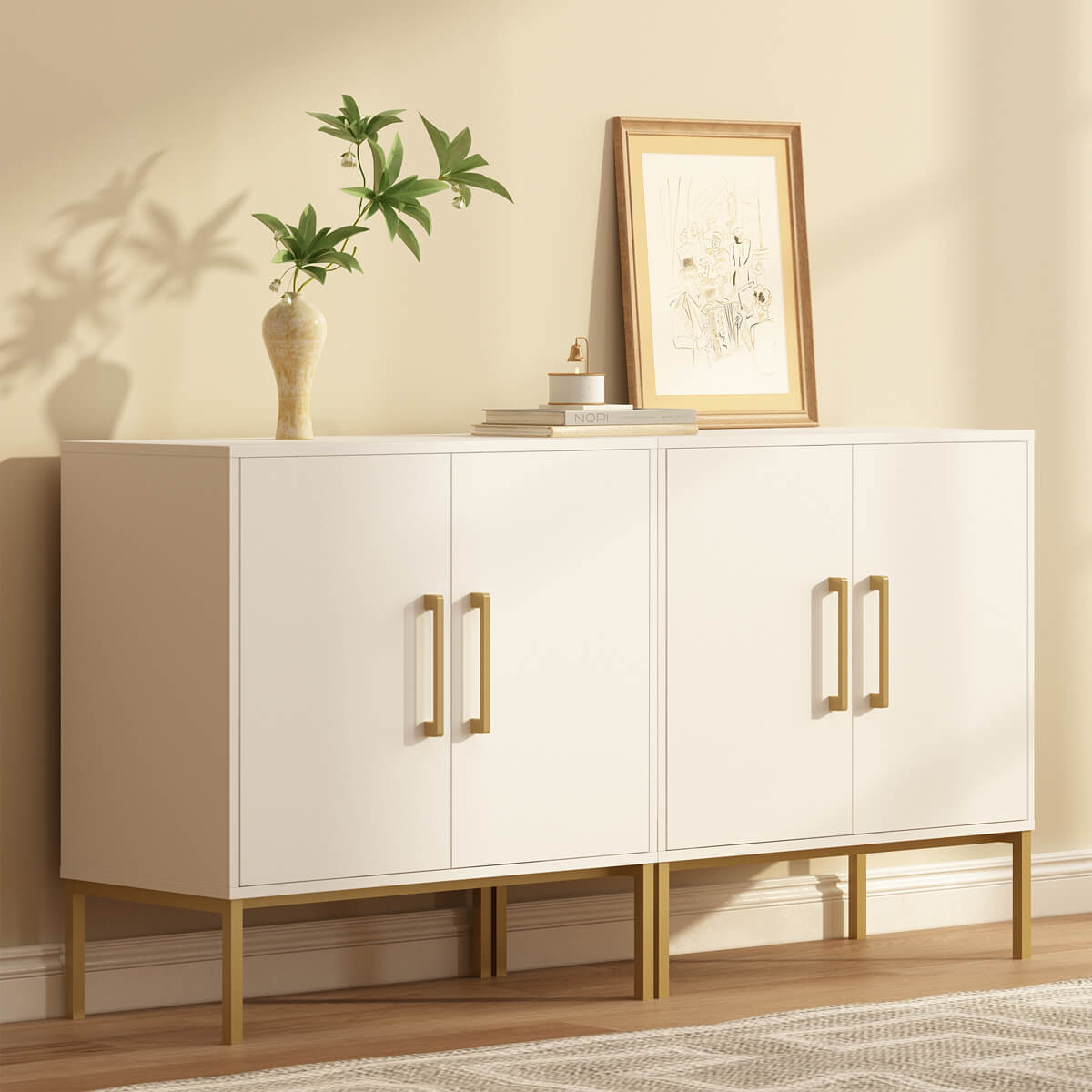 Ansel Modern Minimalist Matte White Sideboard - Riumlore