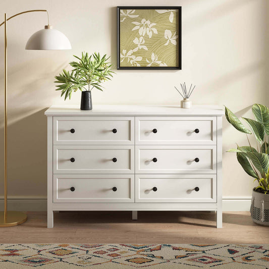 Mioa Modern Farmhouse 6-Drawer Dresser - Riumlore