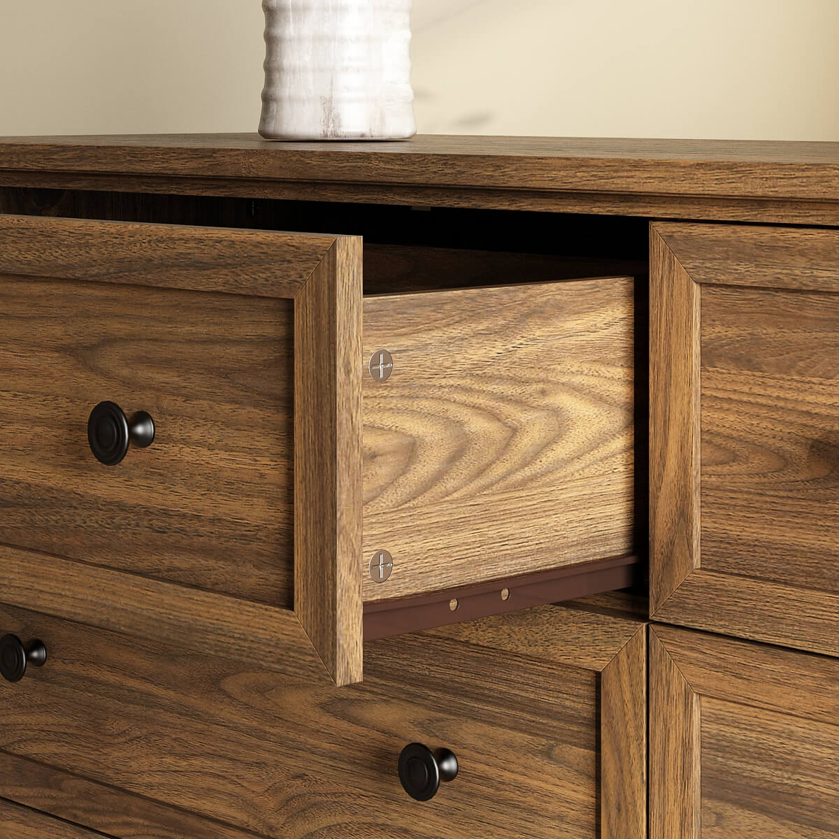 Mioa Rustic Farmhouse Wood Deep 6-Drawer Dresser - Riumlore