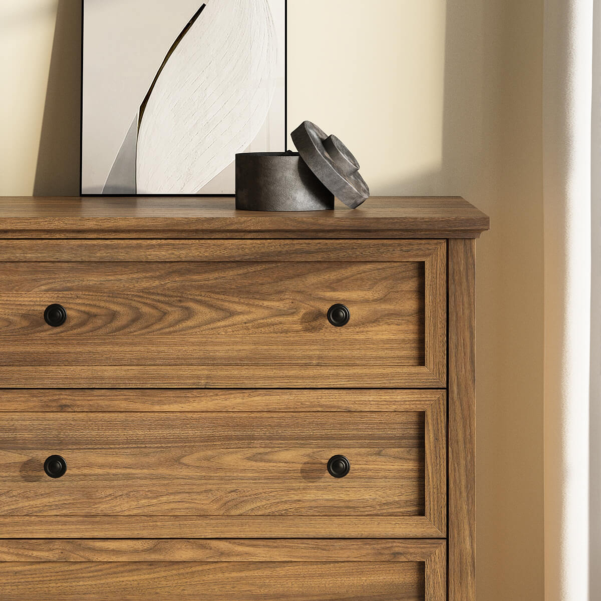 Mioa Rustic Farmhouse Wood Deep 6-Drawer Dresser - Riumlore