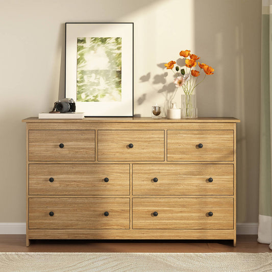 Mid-Century Modern 7-Drawer Oak Dresser - Riumlore