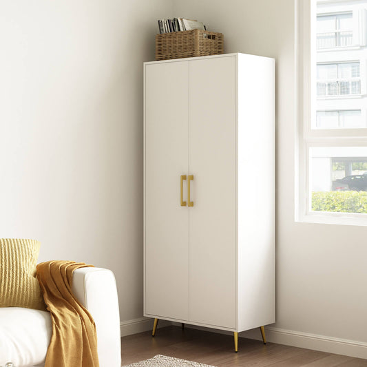 Ansel Modern Tall White Storage Cabinet - Riumlore