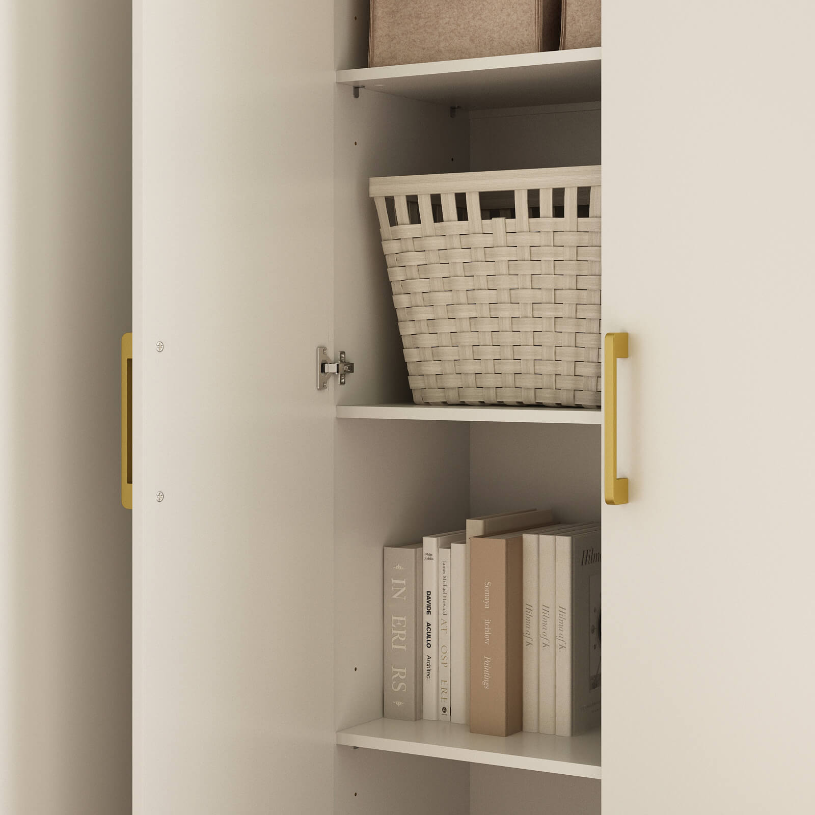 Ansel Modern Tall White Storage Cabinet - Riumlore