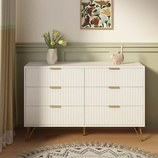 Modern Fluted 6-Drawer Dresser - Riumlore