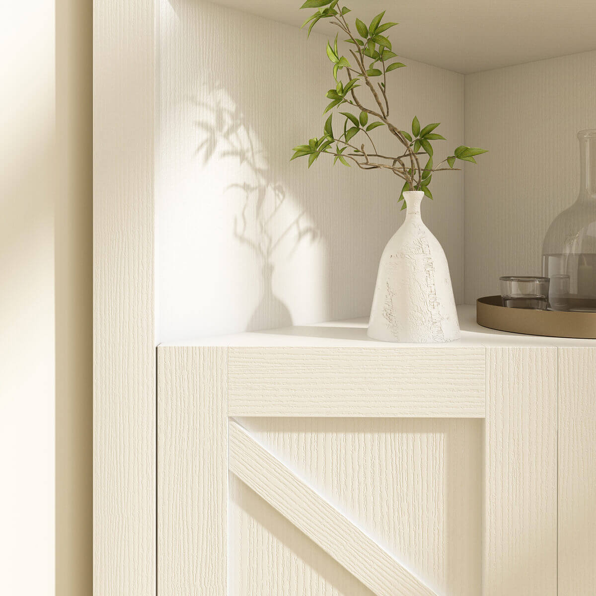 Xyla Modern Farmhouse Corner Cabinet - Riumlore