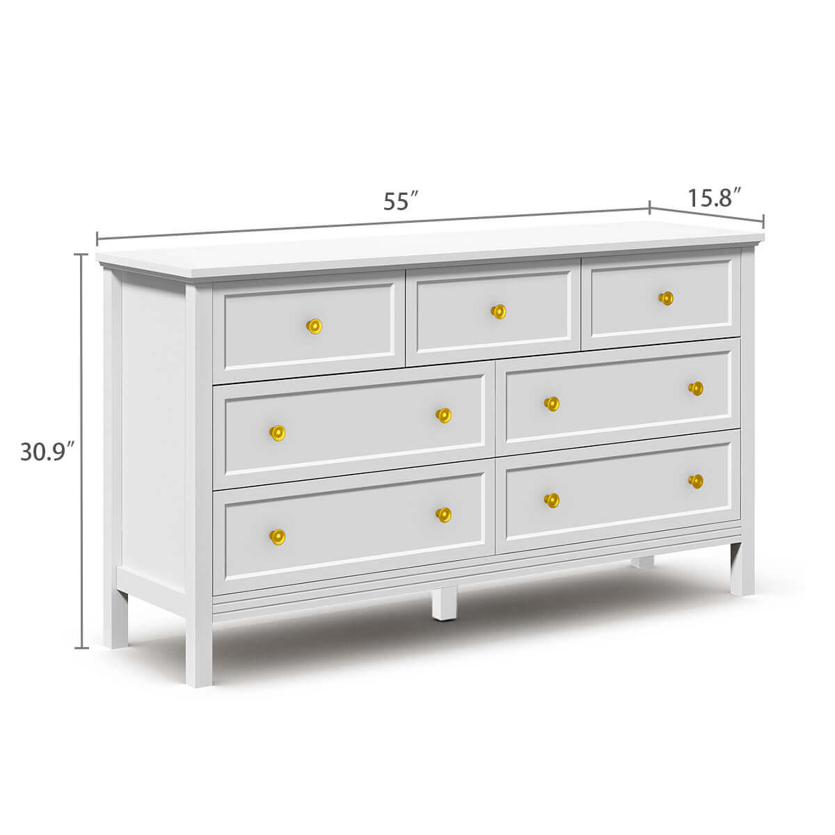 Mioa Modern White 7‑Drawer Dresser - Riumlore