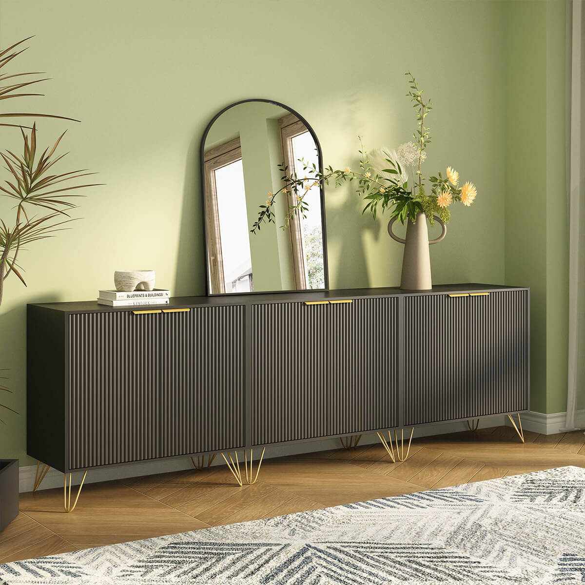 Luma Modern Fluted Sideboard Cabinet - Riumlore