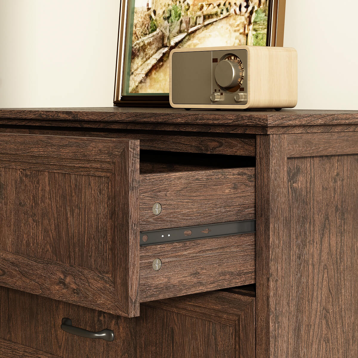 Rowen Rustic Solid Walnut Wood 5-Drawer Dresser - Riumlore