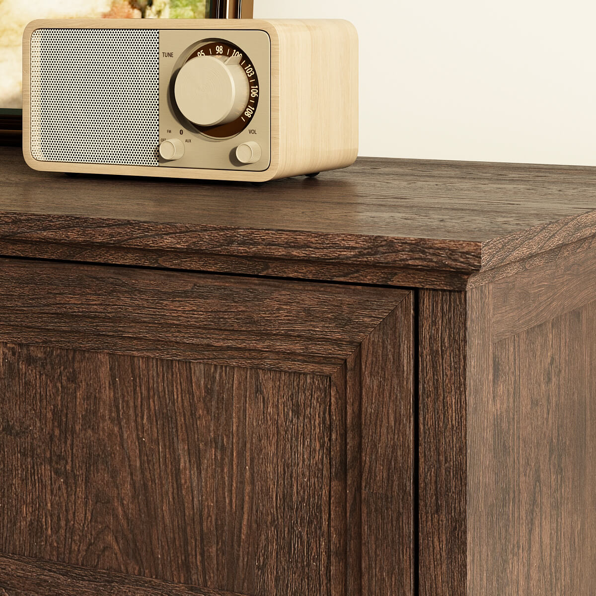Rowen Rustic Solid Walnut Wood 5-Drawer Dresser - Riumlore