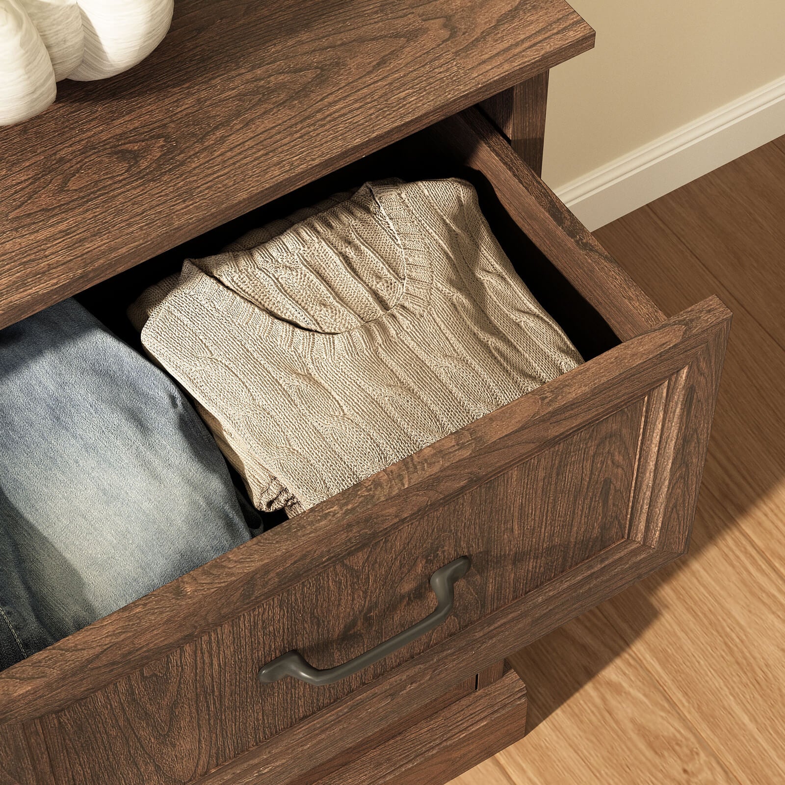 Rowen Rustic Solid Walnut Wood 7-Drawer Dresser - Riumlore