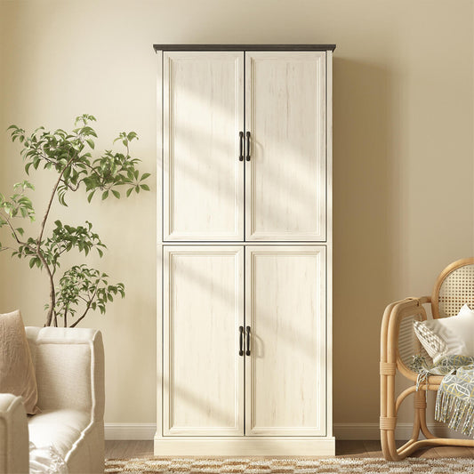 Maren Rustic Solid White Wood Storage Cabinet - Riumlore