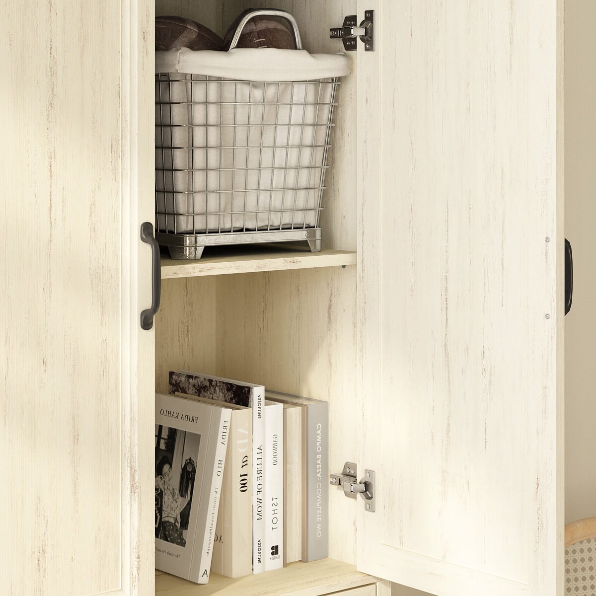 Maren Rustic Solid White Wood Storage Cabinet - Riumlore