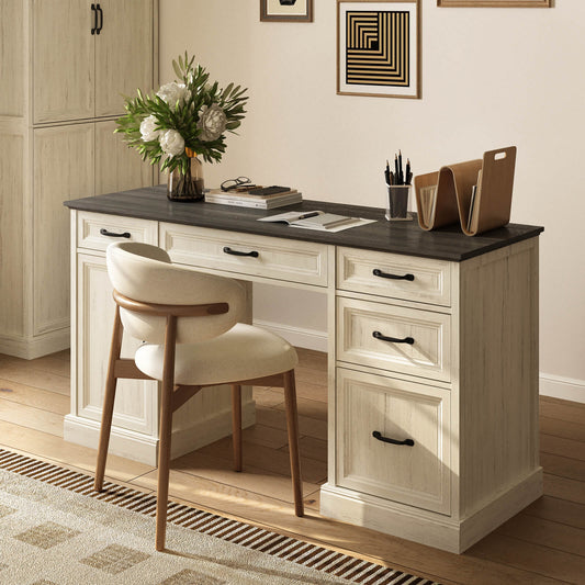 Maren Farmhouse Large Storage Home Office Desk with Drawers