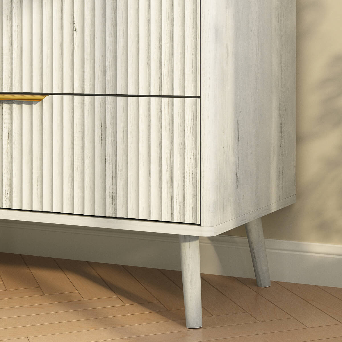 Corin Mid-Century-Modern Fluted White 7-Drawer Dresser - Riumlore