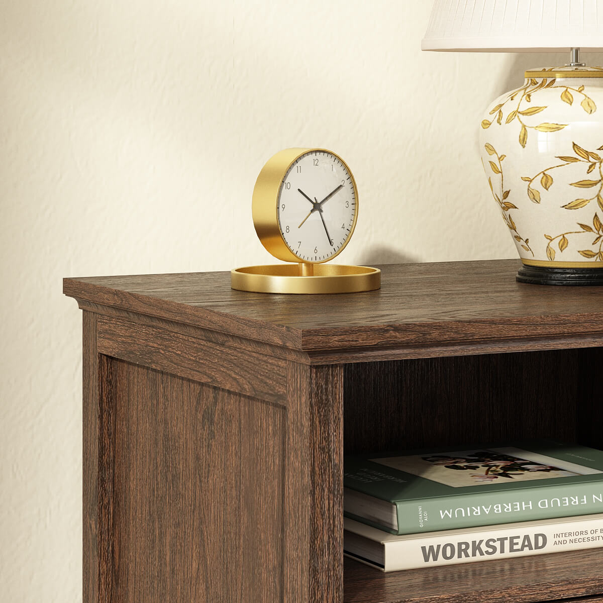 Rowen Rustic Solid Wood Nightstand with 2-Drawer & Open Shelf - Riumlore