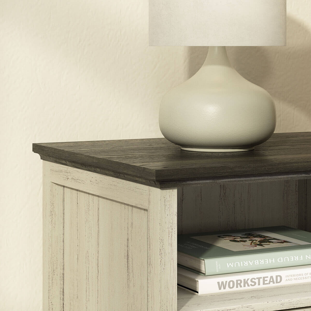 Maren Rustic Nightstand with 2-Drawer & Open Shelf - Riumlore