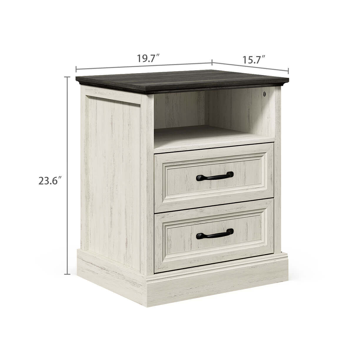 Maren Rustic Nightstand with 2-Drawer & Open Shelf - Riumlore