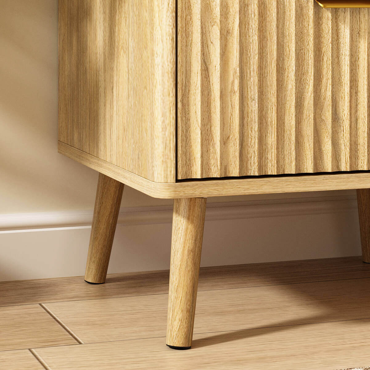 Thene Mid-Century-Modern Fluted 2-Drawer Nightstand - Riumlore