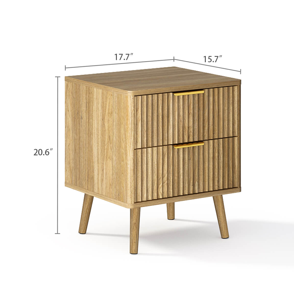 Thene Mid-Century-Modern Fluted 2-Drawer Nightstand - Riumlore