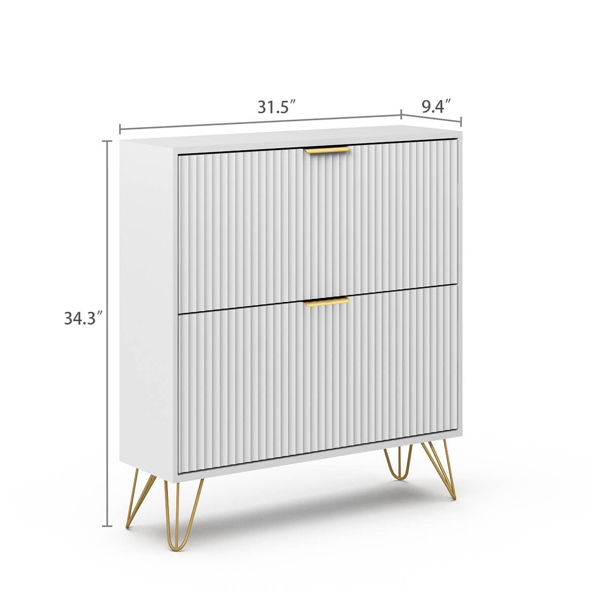 Luma Modern Fluted 2-Tier Vertical White Shoe Cabinet - Riumlore