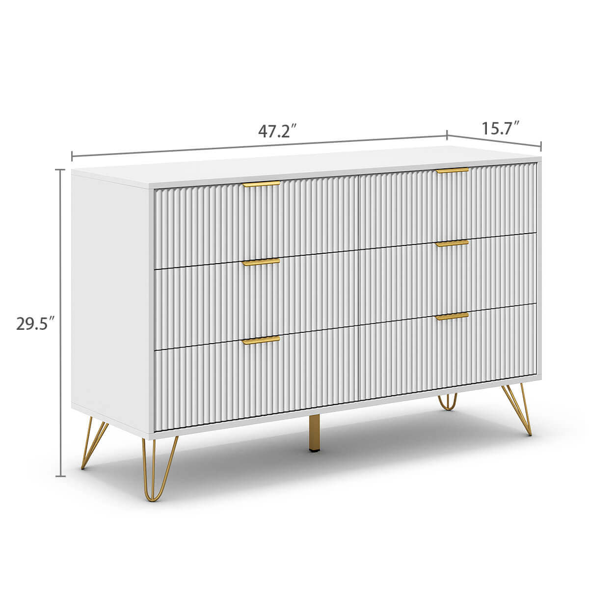Modern Fluted 6-Drawer Dresser - Riumlore