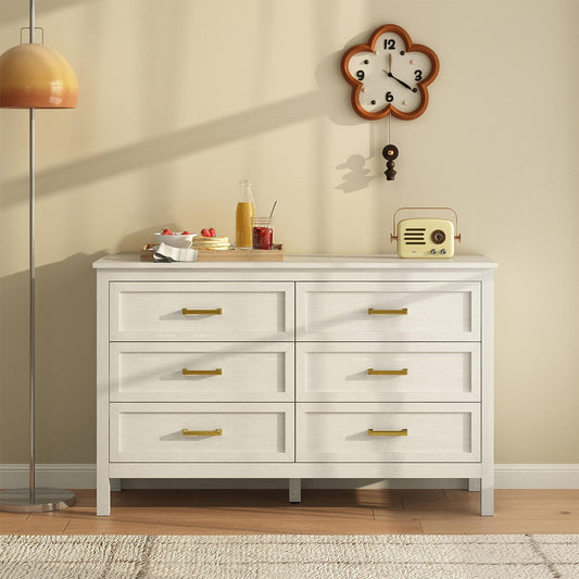 Dorien Modern Farmhouse White 6-Drawer Dresser - Riumlore