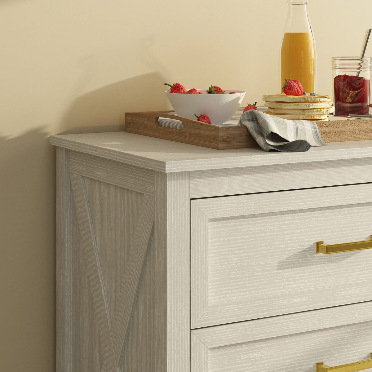 Dorien Modern Farmhouse White 6-Drawer Dresser - Riumlore