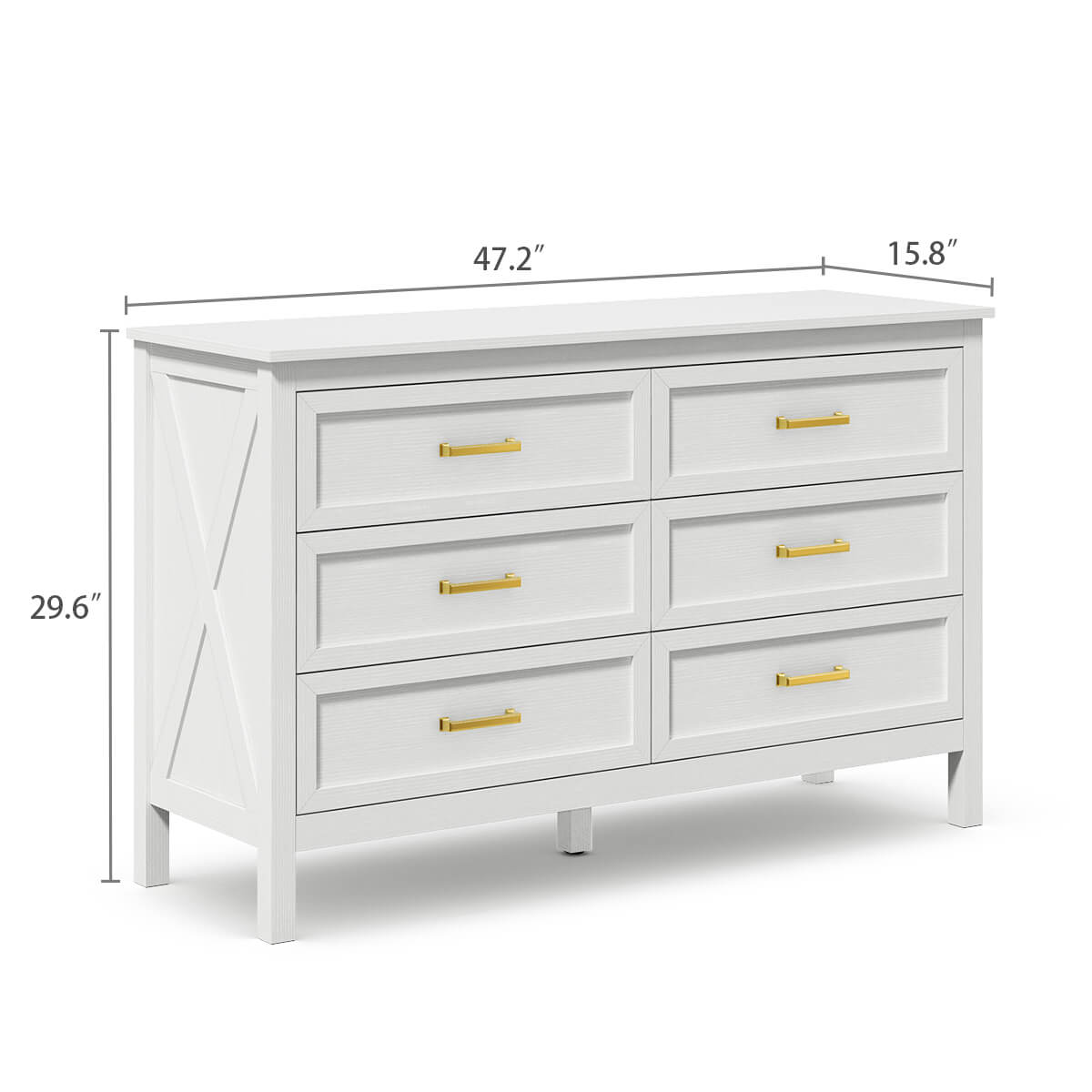 Dorien Modern Farmhouse White 6-Drawer Dresser - Riumlore