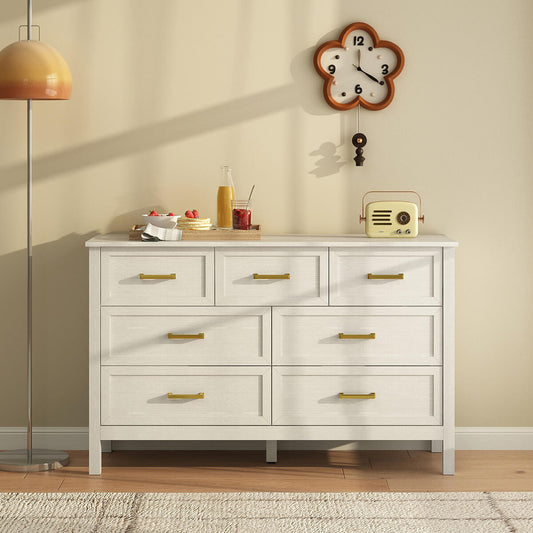 Dorien Modern Farmhouse White 7-Drawer Dresser - Riumlore