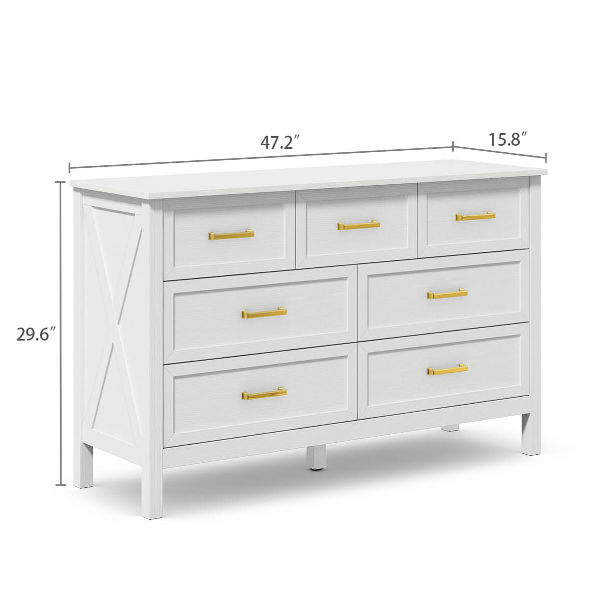 Dorien Modern Farmhouse White 7-Drawer Dresser - Riumlore