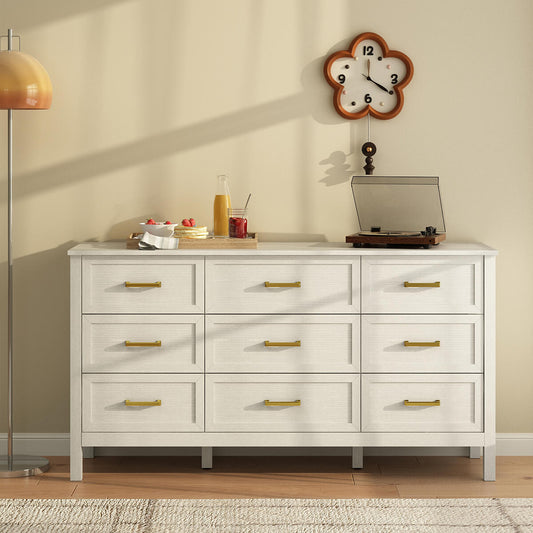 Dorien Modern Farmhouse White 9-Drawer Dresser - Riumlore