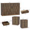 3-Piece Modern Bedroom Set - 8 Drawer Wide Dresser & Nightstands Set of 2 with Fluted Design, Anti-Tip Safety Brown Natural Wood Storage Furniture for Bedroom,Hallway 8+6,Brown