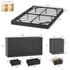 4-Piece Bedroom Set for Adult, Fluted Queen Floating LED Bed Frame with 2 Nightstands and Fluted 9 Drawer Dressers,Black Queen,9+4 Drawers