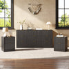 3-Piece Modern Bedroom Set - 9 Drawer Wide Dresser & Nightstands Set of 2 with Fluted Design, Anti-Tip Safety Black Natural Wood Storage Furniture for Bedroom,Hallway 9+4,Black