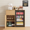 39.4" Mini Fridge Cabinet with Power Outlet,Fluted Coffee Bar Cabinet with Mini Fridge Space,Buffet Sideboard with Drawers,Natural