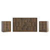 3-Piece Modern Bedroom Set - 6 Drawer Wide Dresser & Nightstands Set of 2 with Fluted Design, Anti-Tip Safety Brown Natural Wood Storage Furniture for Bedroom,Hallway 6+6,Brown