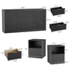 3-Piece Modern Bedroom Set - 9 Drawer Wide Dresser & Nightstands Set of 2 with Fluted Design, Anti-Tip Safety Black Natural Wood Storage Furniture for Bedroom,Hallway 9+2,Black