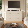 55.1" W Fluted 8 Drawer Dresser for Adult,Wooden Bedroom Dresser,Dresser TV Stand up to 65" for Living Room,Beige