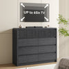 9 Fluted Drawers Dresser for Bedroom, 49.2" W Modern Chest of Drawers with Curved Profile Design, Mid Century Storage Dressers Organizer,Black