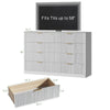 55.1" W Fluted 8 Drawer Dresser for Adult,Wooden Bedroom Dresser,Dresser TV Stand up to 65" for Living Room,White