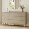 Fluted 7 Drawers Dresser, 55.1" Wide Modern Chest of Drawers with Wood Foot, Dresser TV Stand Up to 65 Inch TV, Wood Drawer Organizer for Bedroom, Living Room, Hallway - Cream