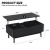 Fluted Lift Top Coffee Table with Storage, 39.4" Width Rising Coffee Tables with Hidden Compartment, Wood Center Table for Living Room Office, Black