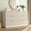 55.1" W Fluted 7 Drawer Dresser for Adult,Wooden Bedroom Dresser,Dresser TV Stand up to 65" for Living Room,Beige