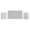 3-Piece Modern Bedroom Set - 7 Drawer Wide Dresser & Nightstands Set of 2 with Fluted Design, Anti-Tip Safety White Natural Wood Storage Furniture for Bedroom,Hallway 7+6,White