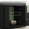 35.4" Fluted Bathroom Vanity Cabinet with 3 Drawers,Bathroom Vanity with Sink and Soft-Close Doors,Freestanding Small Bathroom Sink Cabinet,Black