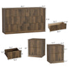 3-Piece Modern Bedroom Set - 6 Drawer Wide Dresser & Nightstands Set of 2 with Fluted Design, Anti-Tip Safety Brown Natural Wood Storage Furniture for Bedroom,Hallway 6+4,Brown